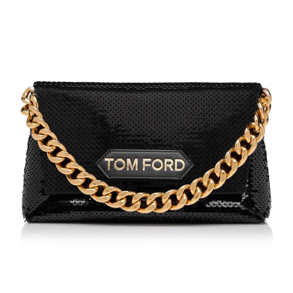 Tom Ford Sequin Mini Chain Bag - Black - Gold - LIKE NEW!